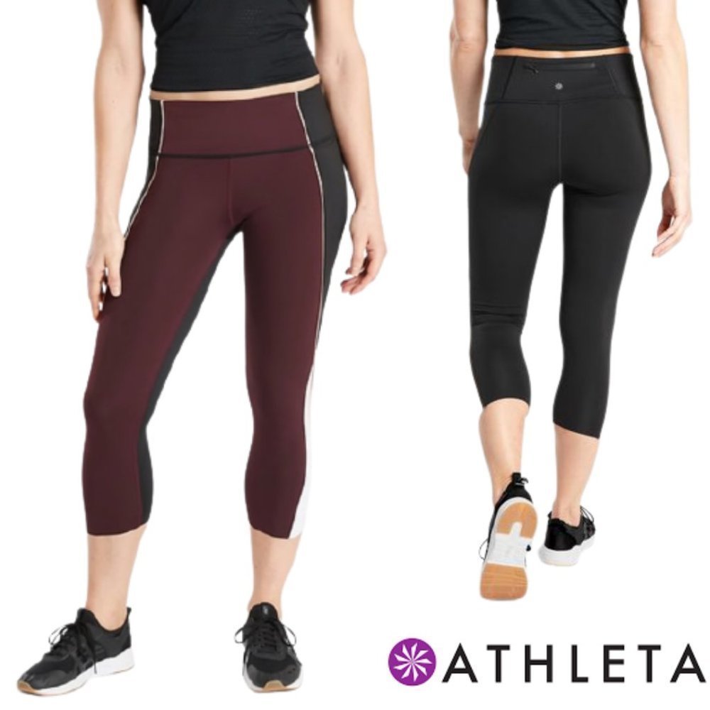 Athleta Velocity Stash Pocket Colourblock Capri